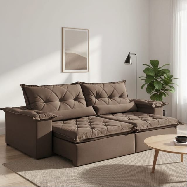 Sofá Retrátil e Reclinável Diamante - 3 Lugares - 2.20m - Veludo Jolie