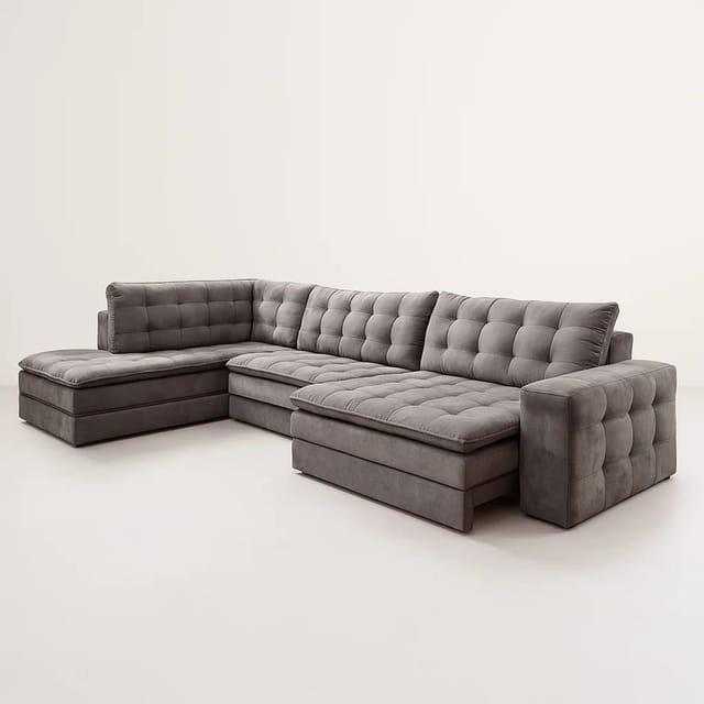 Sofá de Canto Merlot II com Divã Esquerdo