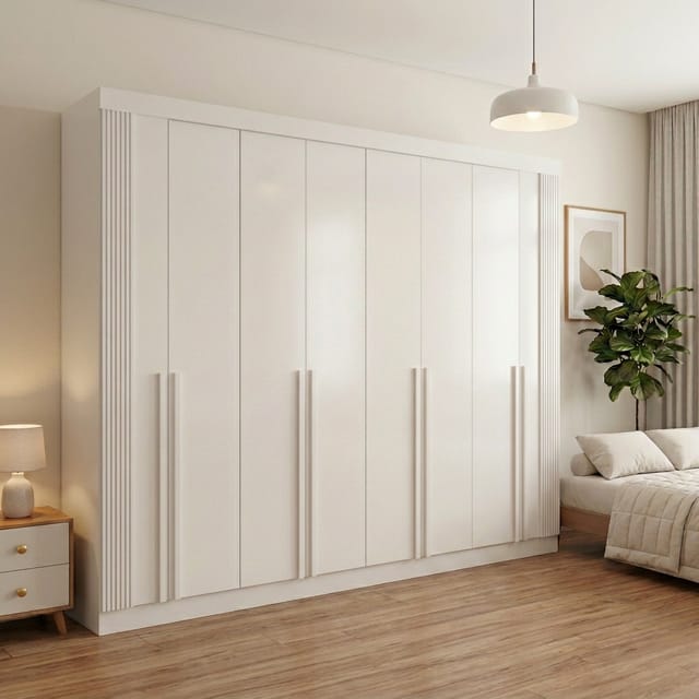 Guarda-Roupa Casal 8 Portas Boston - 8 Gavetas - 100% MDF - 2.75m - Ripado - Sapateira